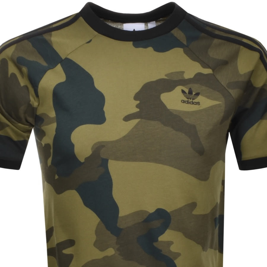 Alternative Image for ProductAdidas Originals Camouflage 3 Stripe T Shirt Khaki2